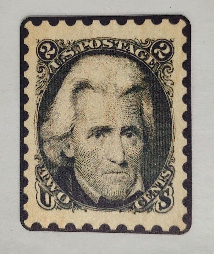 Andrew Jackson 2-cent Postage Stamp Wood Sticker