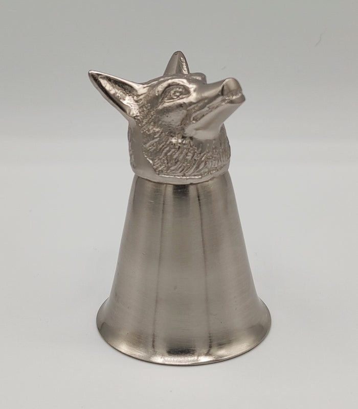 Pewter-Plated Brass Fox Head Jigger Stirrup Cup