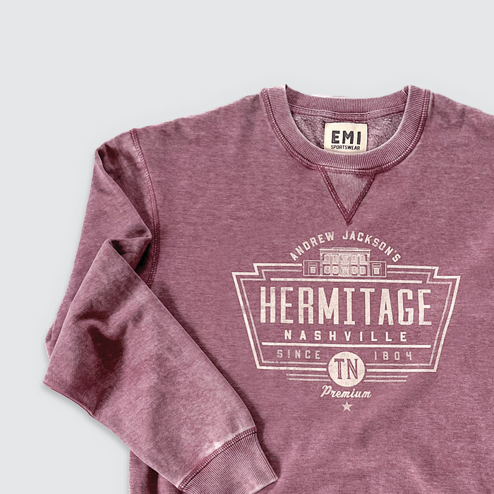 Hermitage Crew Neck Fleece Sweatshirt Burgundy