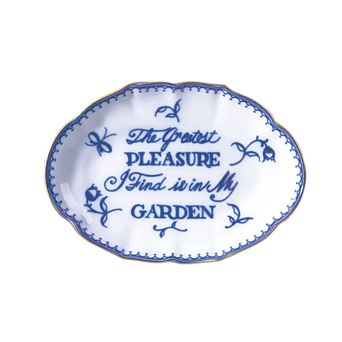 Mottahedeh Porcelain Ring Tray "The Greatest Pleasure I Find is in My Garden"