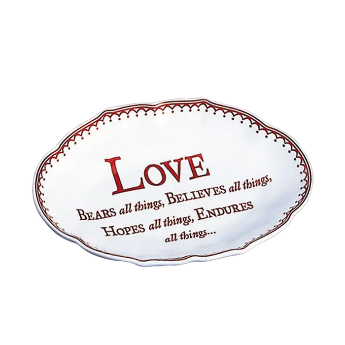 Mottahedeh Porcelain Ring Tray "Love Bears All Things..."
