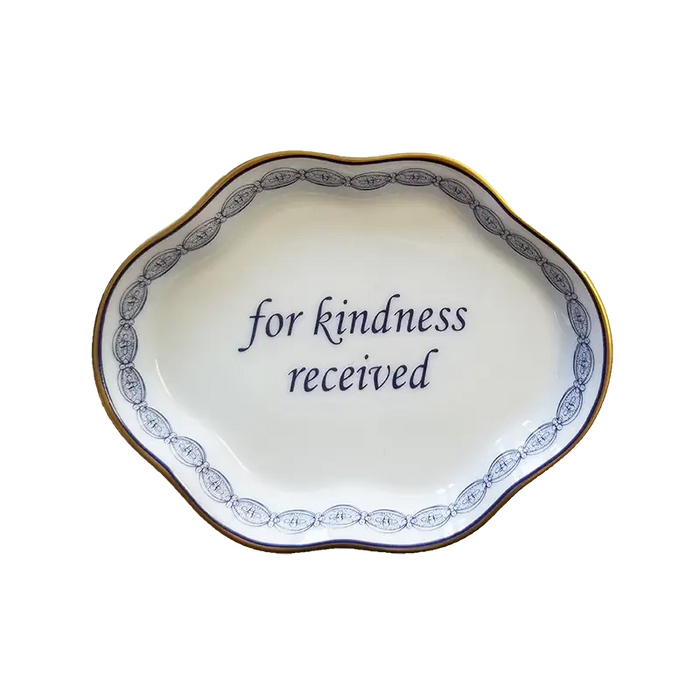 Mottahedeh Porcelain Ring Tray "For Kindness Received"