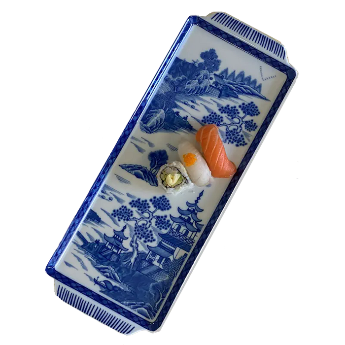Blue Canton Porcelain Sandwich Tray by Mottahedeh