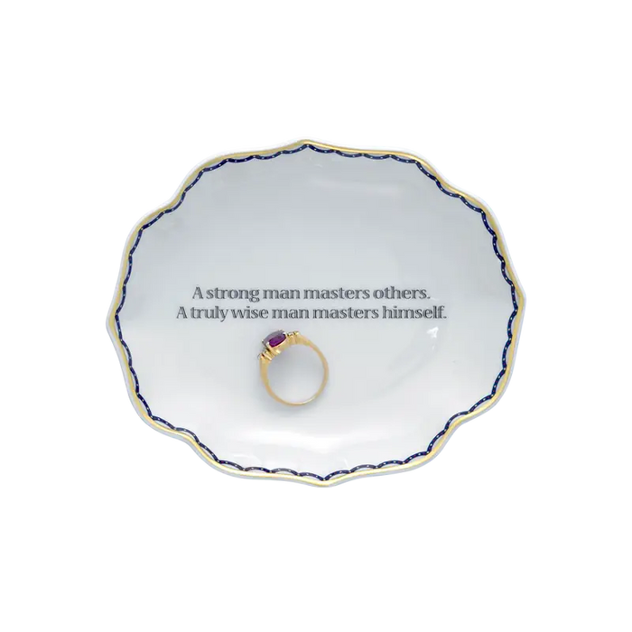 Mottahedeh Porcelain Ring Tray "A Strong Man Masters Others. A Truly Wise Man Masters Himself"